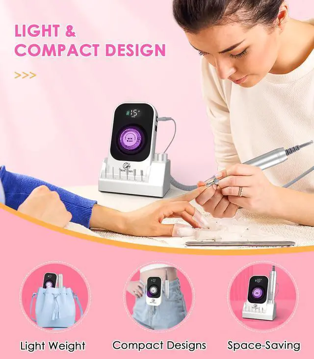 Alt view image 5 of 7 - Portable Nail Drill Electric File: Professional Rechargeable E-File Machine