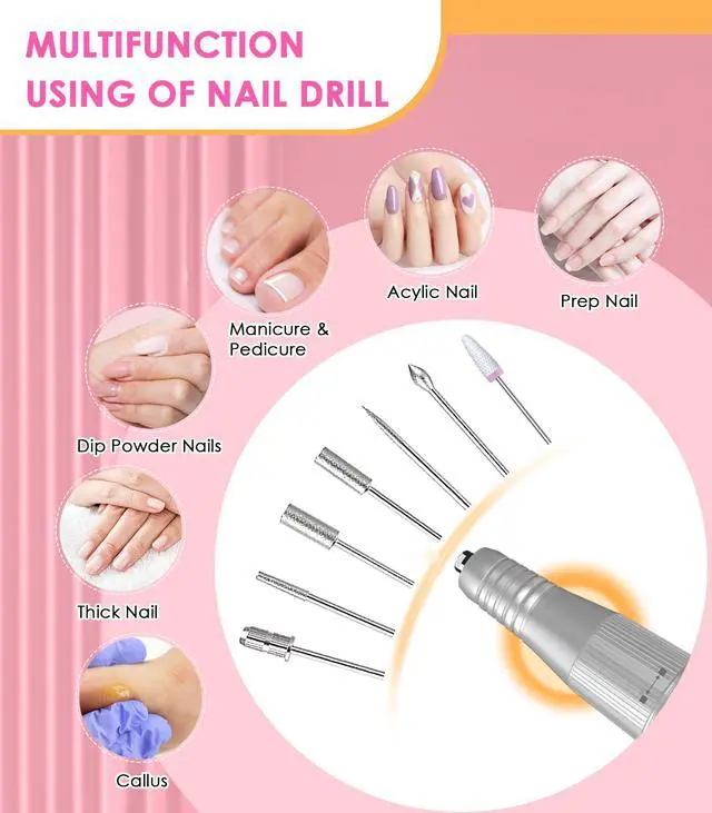 Alt view image 6 of 7 - Portable Nail Drill Electric File: Professional Rechargeable E-File Machine