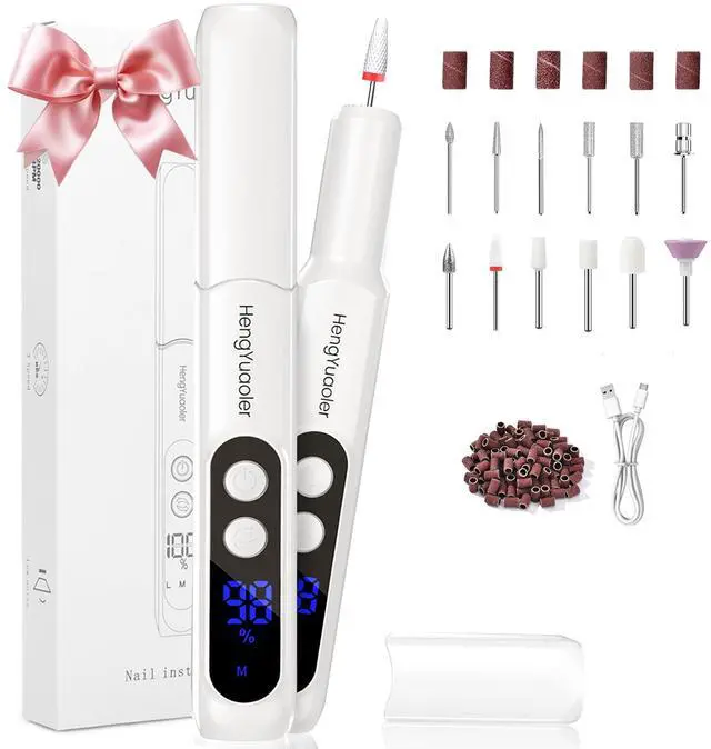 Main image of Electric Nail Drill Professional Manicure Pedicure Kit Acrylic Nail Drill Machine for Gel Cordless Nail File Machine Toe Nail Tools 3 Speeds Thick Toenail Grinder(White