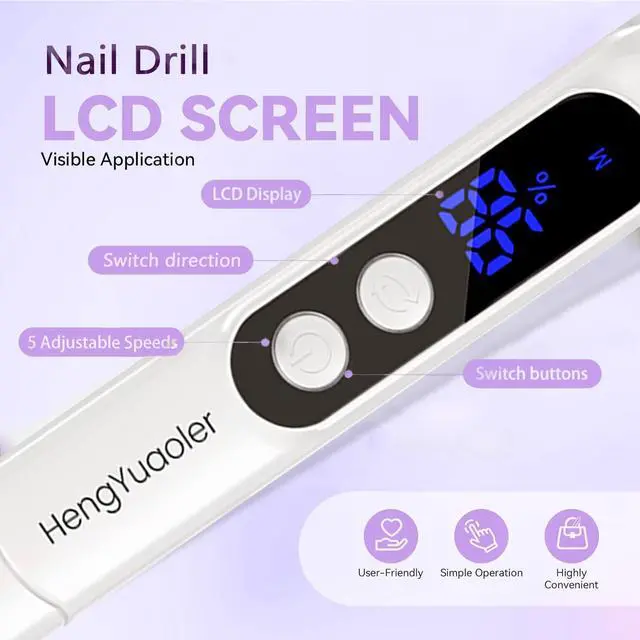 Alt view image 4 of 7 - Electric Nail Drill Professional Manicure Pedicure Kit Acrylic Nail Drill Machine for Gel Cordless Nail File Machine Toe Nail Tools 3 Speeds Thick Toenail Grinder(White