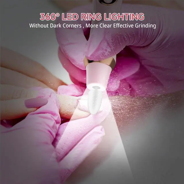 Alt view image 6 of 7 - Cordless Nail Drill, Electric Nail File with 360° LED Light & 6 Speeds