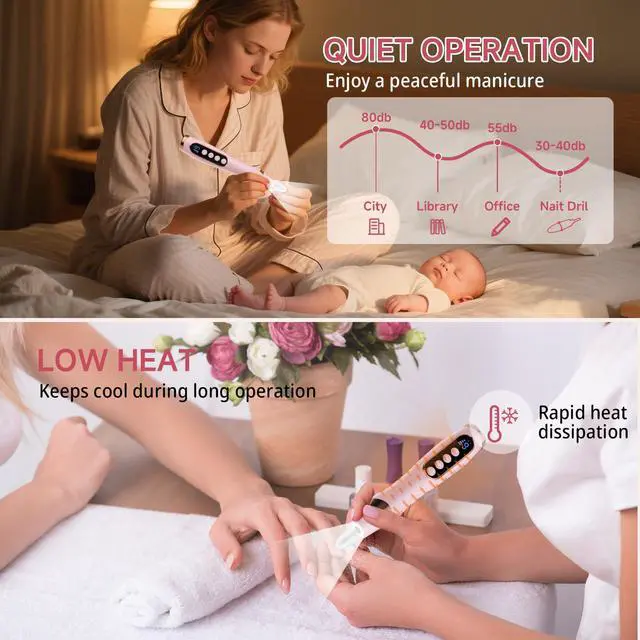 Alt view image 4 of 7 - Cordless Nail Drill, Electric Nail File with 360° LED Light & 6 Speeds