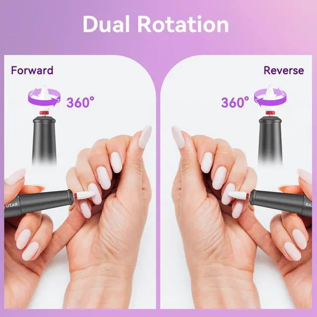 Alt view image 4 of 7 - Electric Nail Drill: Professional for Acrylic Gel Powder Nails Portable Nail Drill for Manicure Pedicure Nail Efile 5 Speeds 12 in 1 with LED Display Rechargeable, Grey
