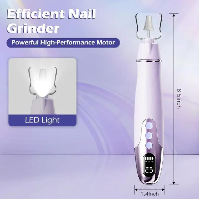 Alt view image 4 of 7 - Professional Manicure Pedicure Kit Electric Nail Grinder,10 Speeds Cordless Nail Drill with LED Light, Nail File with LED Display,Wider Grinder for Toenail Hand Feet Care for Women Men