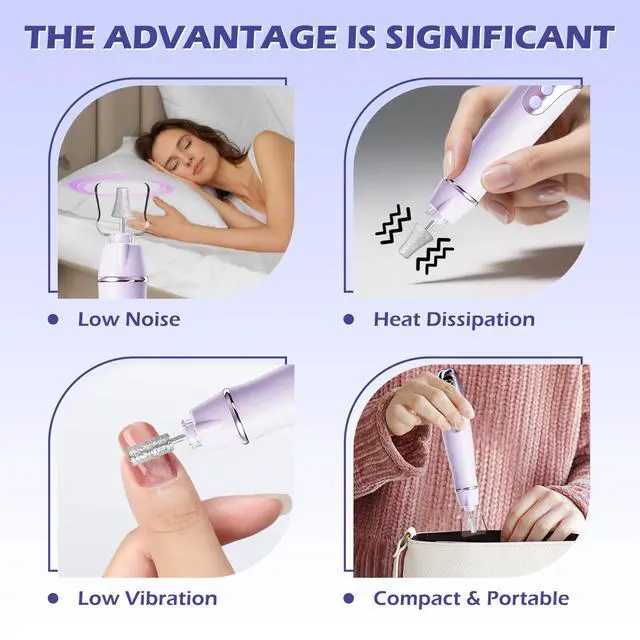 Alt view image 7 of 7 - Professional Manicure Pedicure Kit Electric Nail Grinder,10 Speeds Cordless Nail Drill with LED Light, Nail File with LED Display,Wider Grinder for Toenail Hand Feet Care for Women Men