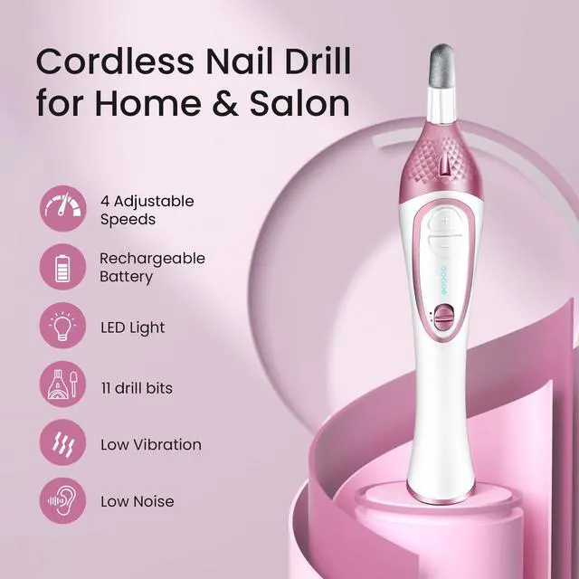 Alt view image 2 of 6 - 36-Piece Professional Manicure Pedicure Kit-Cordless Electric Nail File Kit,20000RPM, 11Pcs Bits,4 Speed,Rechargeable Pedicure Tool for Feet,Hand Foot Care Nail Drill Tool for Nail Grind Trim Polish