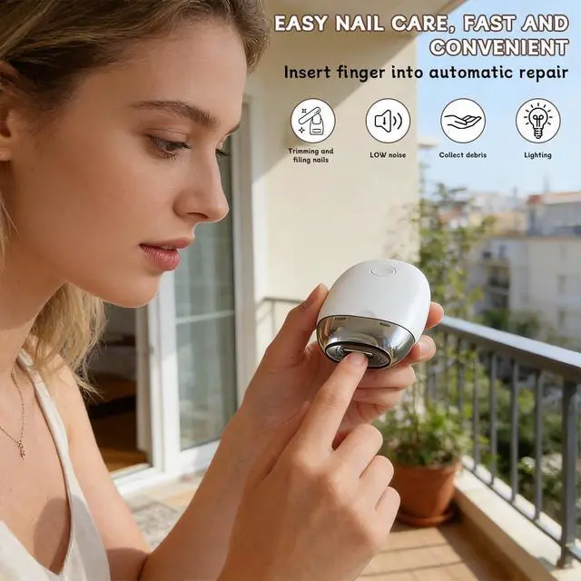 Alt view image 2 of 7 - Universal Automatic Fingernail Grinder,Portable Electric Nail Clipper with LED Light and 3 Speeds,360° Silent Auto Fingernail Cutter and Polishing Trimmer,Grooming Home