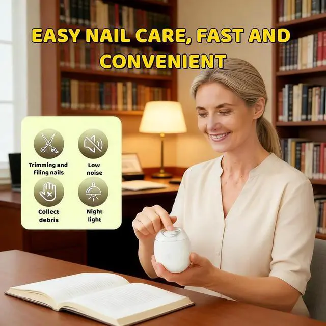 Alt view image 4 of 7 - Universal Automatic Fingernail Grinder,Portable Electric Nail Clipper with LED Light and 3 Speeds,360° Silent Auto Fingernail Cutter and Polishing Trimmer,Grooming Home