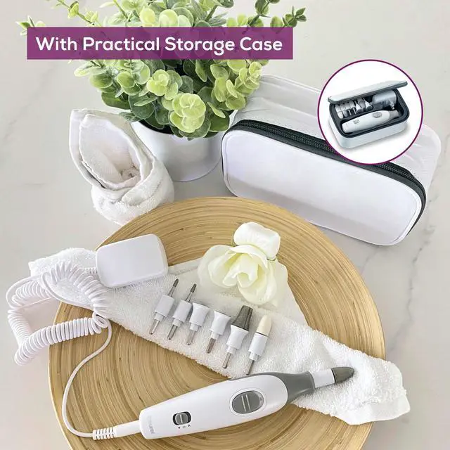 Alt view image 5 of 7 - MP32 Electric Nail Drill with 7 Attachments, Manicure/Pedicure Set with 2-Speed Levels & Dual Rotation for Salon-Quality Nail Care at Home, Including Storage Case