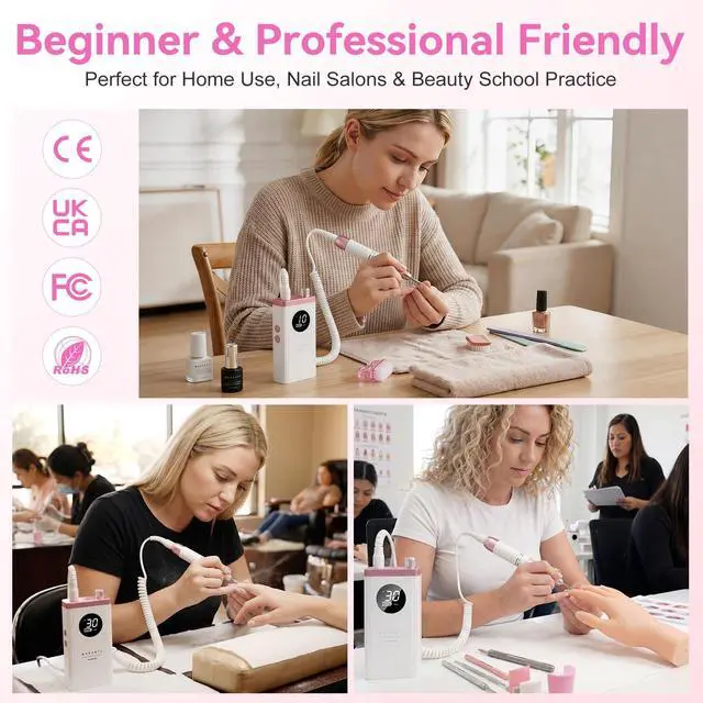 Alt view image 2 of 7 - Rechargeable Nail Drill for Beauty School & Home Use E-File, White