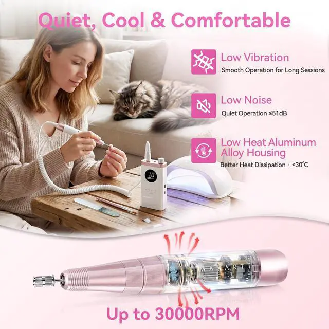 Alt view image 5 of 7 - Rechargeable Nail Drill for Beauty School & Home Use E-File, White