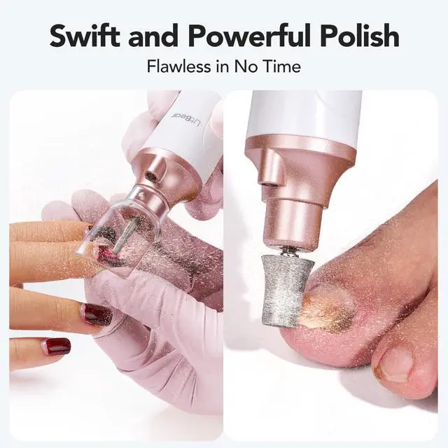 Alt view image 2 of 7 - Thick Toenail Grinder, 15X Professional Electric Nail Drill File Set, Cordless Pedicure Manicure Tool Callus Remover for Women Men Senior Hand Feet Care, Home Salon Use ( White )
