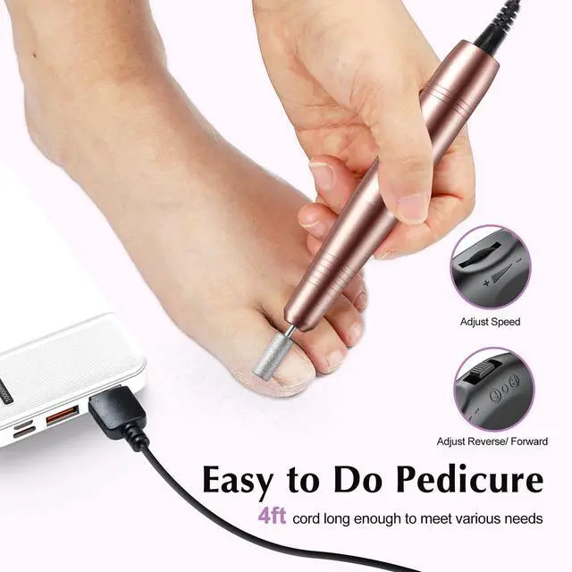 Alt view image 5 of 7 - C40 Electric Nail Drill File Professional: for Acrylic Gel Dip Powder Nails Portable Nail Machine Kit Manicure Pedicure Tools Polishing Set with Nail Drill Bits Sanding Bands