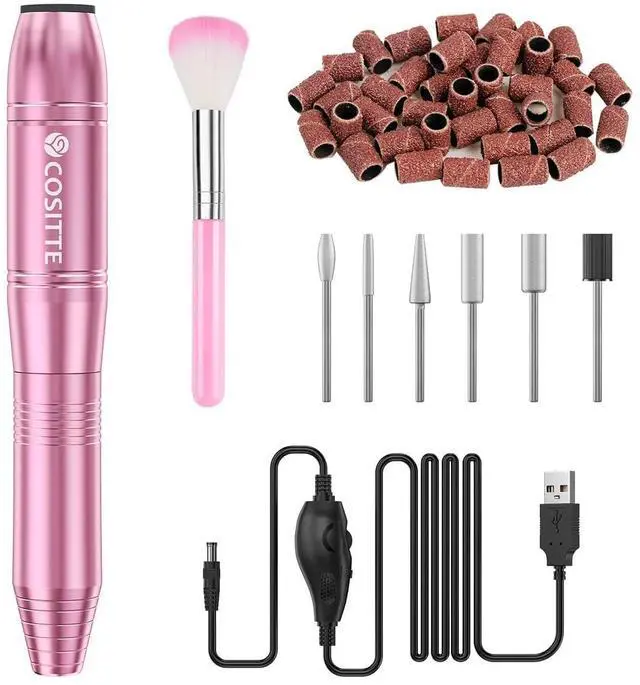Main image of Electric Nail Drill,USB Electric Nail Drill Machine for Acrylic Nail Kit,Portable Electric Nail File Polishing Tool Manicure Pedicure Kit Efile Nail Supplies for Home Salon,Pink