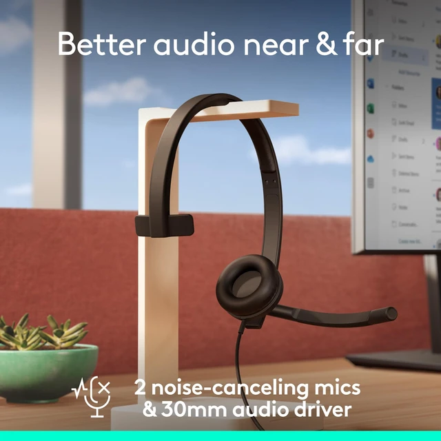 Alt view image 3 of 7 - H570e USB Headset with Microphone, PC and Mac - Black | USB-A connection, inline controls, certified for Microsoft Teams, compatible with PC and Mac, microphone included