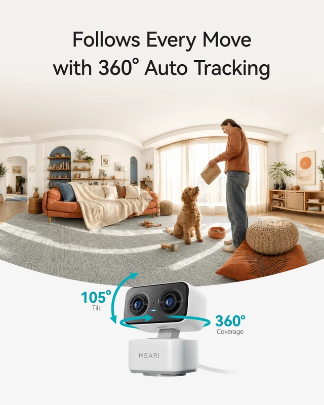 Alt view image 3 of 7 - WiFi Security Camera, 2.5K DualLens Indoor Cameras for Home Security | No Monthly Fee Wired Baby/Pet/Senior/Nanny Monitor, 2-Way Audio, Sound Detection, Smart AI PTZ 360° Coverage 6X Zoom 2.4&5GHz
