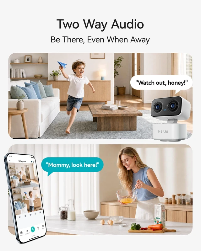 Alt view image 7 of 7 - WiFi Security Camera, 2.5K DualLens Indoor Cameras for Home Security | No Monthly Fee Wired Baby/Pet/Senior/Nanny Monitor, 2-Way Audio, Sound Detection, Smart AI PTZ 360° Coverage 6X Zoom 2.4&5GHz