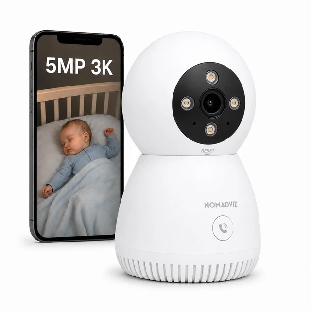 Main image of NOMADVIZ 5MP 3K Indoor Camera, Pet/Baby Security Camera with Phone App | One-Touch Call, Color Night Vision, AI Motion Detection & Tracking, Two-Way Audio, 5G/2.4G Dual-Band Wi-Fi, Alexa Compatible