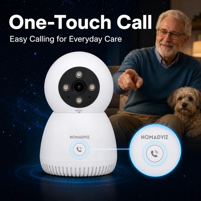 Alt view image 2 of 7 - NOMADVIZ 5MP 3K Indoor Camera, Pet/Baby Security Camera with Phone App | One-Touch Call, Color Night Vision, AI Motion Detection & Tracking, Two-Way Audio, 5G/2.4G Dual-Band Wi-Fi, Alexa Compatible