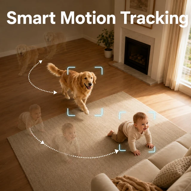 Alt view image 4 of 7 - NOMADVIZ 5MP 3K Indoor Camera, Pet/Baby Security Camera with Phone App | One-Touch Call, Color Night Vision, AI Motion Detection & Tracking, Two-Way Audio, 5G/2.4G Dual-Band Wi-Fi, Alexa Compatible