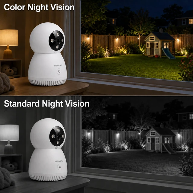 Alt view image 3 of 7 - NOMADVIZ 5MP 3K Indoor Camera, Pet/Baby Security Camera with Phone App | One-Touch Call, Color Night Vision, AI Motion Detection & Tracking, Two-Way Audio, 5G/2.4G Dual-Band Wi-Fi, Alexa Compatible