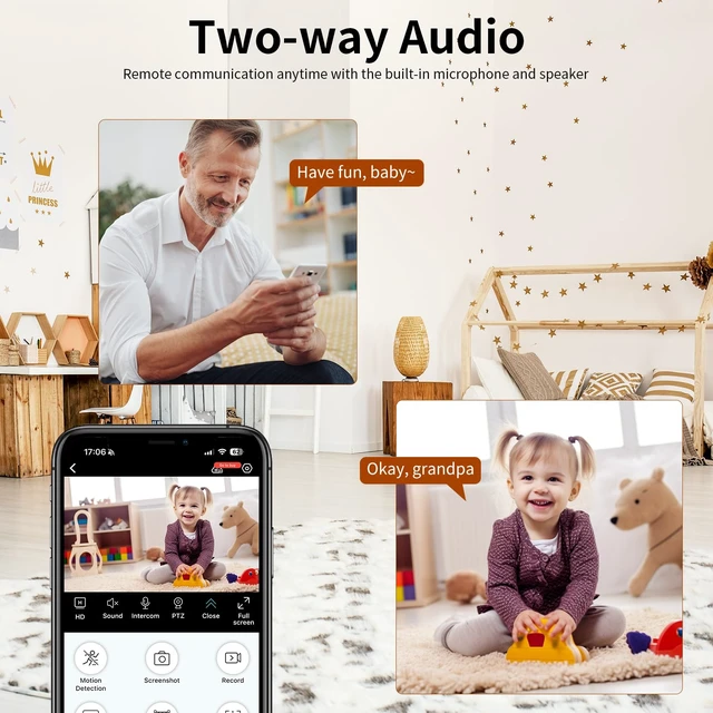 Alt view image 6 of 7 - 2K HD Pet Camera with Phone App, Indoor Camera for Home Night Vision, 2-Way Audio, Motion Detection, 2.4G WiFi Dual Monitor, 7/24 Recording, Cloud/SD Card Storage