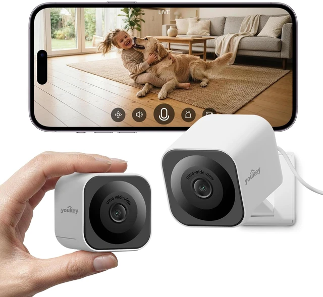 Main image of Indoor Camera with Magnetic Bottom, 2K Plug-in Home Security Camera | 24/7 Recording, 2-Way Audio, Siren, Night Vision, No Subscription Local Storage, Works with Alexa & Google, 1 Pack