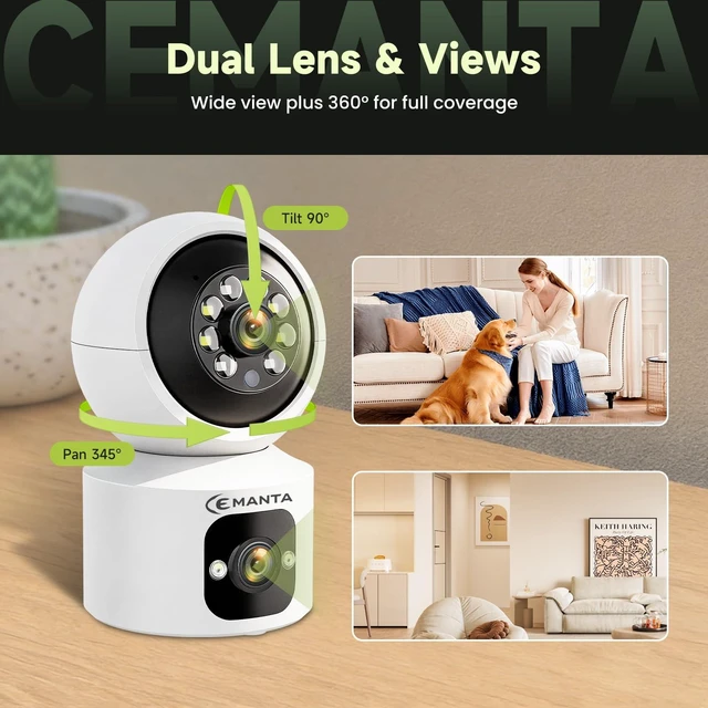 Alt view image 3 of 7 - 4MP Security Camera Indoor for Pet/Dog/Baby with Phone App | Free Cloud Storage, 2.4/5GHz WiFi, 360 PTZ, 2-Way Audio, Color Night Vision, AI Motion Detection,Compatible with Alexa