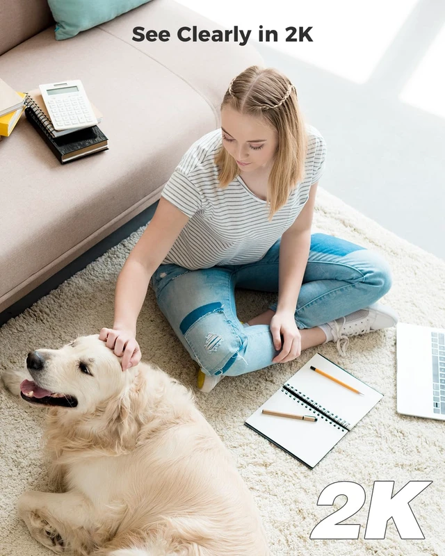 Alt view image 7 of 7 - 2K Indoor Pan/Tilt WiFi Security Camera with 5200mAh Battery | Wireless for Baby Monitor/Pet/Home Security, AI Recognition, PIR Human Detection, 2.4G WiFi