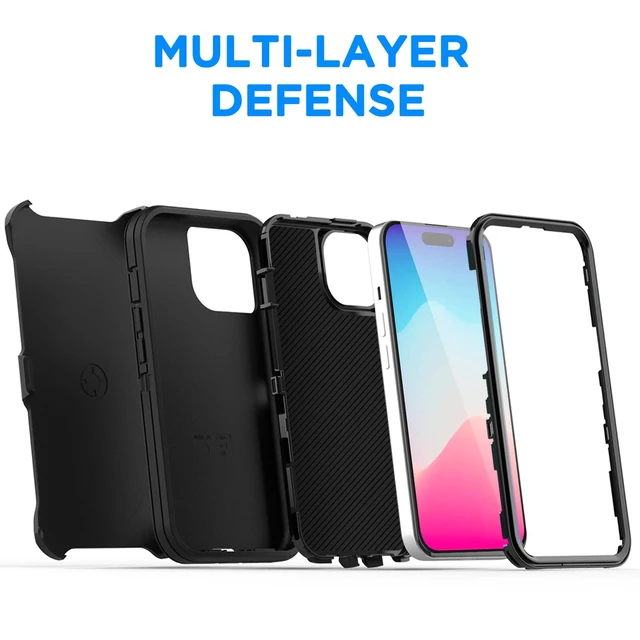 Alt view image 3 of 7 - for iPhone 15/14/13 Case with Belt Holster,Heavy Duty Drop Protection Full Body Rugged Shockproof/Dust Proof Military Protective Tough Durable Men for iPhone 15/14/13 6.1"_31
