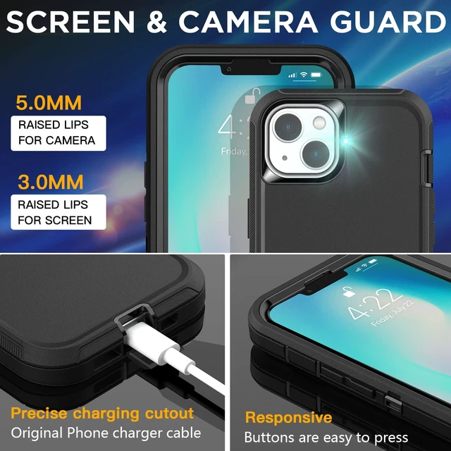 Alt view image 7 of 7 - for iPhone 15/14/13 Case with Belt Holster,Heavy Duty Drop Protection Full Body Rugged Shockproof/Dust Proof Military Protective Tough Durable Men for iPhone 15/14/13 6.1"_31