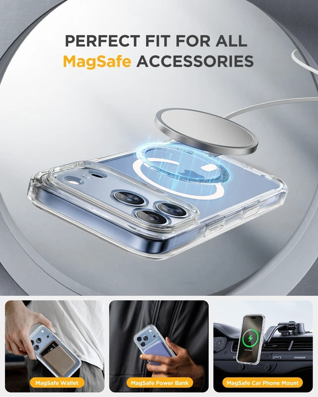 Alt view image 7 of 7 - Miracase for iPhone 18 Pro Max Case 6.9", Full Body Phone Protection, Clear | Built-in Screen & Camera Protector | Magnetic with MagSafe | Military DropProof 18 ProMax Bumper with Camera Control