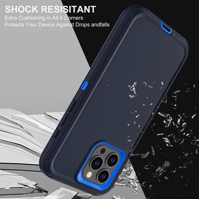 Alt view image 5 of 6 - for iPhone 15 Pro Max Case, Military Grade 3 in 1 Heavy Duty Shockproof/Drop Proof/Dust Proof Case with 2Pcs Tempered Glass Screen Protector (Navy Blue)