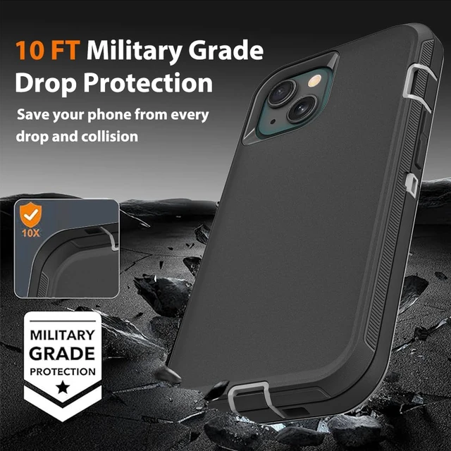 Alt view image 6 of 6 - for iPhone 15 Case with 2Pcs Tempered Glass Screen Protector and 1Pcs Camera Lens Protector, Military Grade 3 in 1 Heavy Duty Shockproof/Drop Proof/Dust Proof Case (Black/Grey)