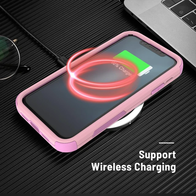 Alt view image 5 of 7 - Shockproof Designed for iPhone 11 Case with Screen Protector, Pink | Military Grade Drop Tested Protective, Heavy Duty Hard Back Protection Phone Case for iPhone 11 6.1"- Pink
