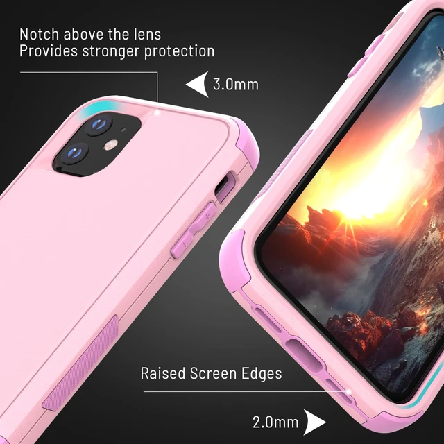 Alt view image 6 of 7 - Shockproof Designed for iPhone 11 Case with Screen Protector, Pink | Military Grade Drop Tested Protective, Heavy Duty Hard Back Protection Phone Case for iPhone 11 6.1"- Pink