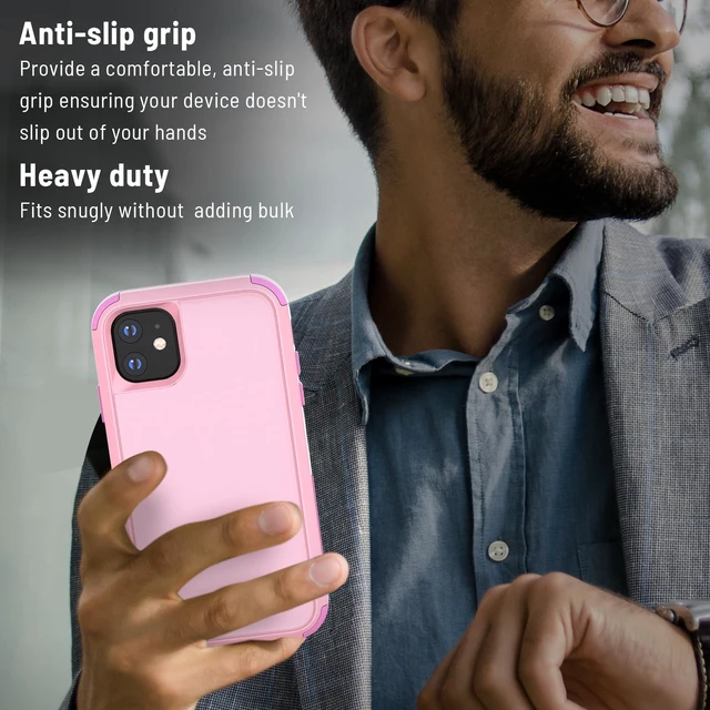 Alt view image 7 of 7 - Shockproof Designed for iPhone 11 Case with Screen Protector, Pink | Military Grade Drop Tested Protective, Heavy Duty Hard Back Protection Phone Case for iPhone 11 6.1"- Pink