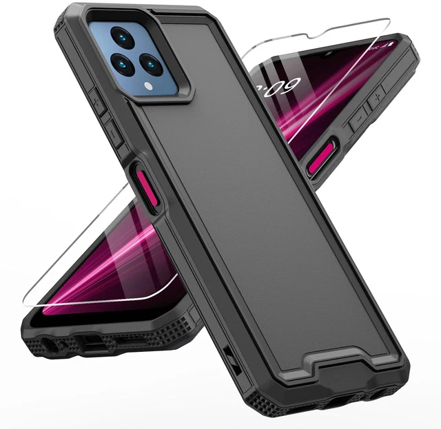 Main image of for REVVL 6 5G / REVVL 6X 5G Phone Case, with Screen Protector, Heavy Duty Dual Layer Phone Case, Military Grade Drop Proof Rugged Protective Shell (Black)