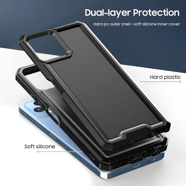 Alt view image 4 of 7 - for REVVL 6 5G / REVVL 6X 5G Phone Case, with Screen Protector, Heavy Duty Dual Layer Phone Case, Military Grade Drop Proof Rugged Protective Shell (Black)