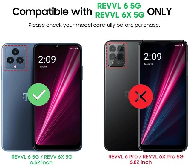 Alt view image 2 of 7 - for REVVL 6 5G / REVVL 6X 5G Phone Case, with Screen Protector, Heavy Duty Dual Layer Phone Case, Military Grade Drop Proof Rugged Protective Shell (Black)