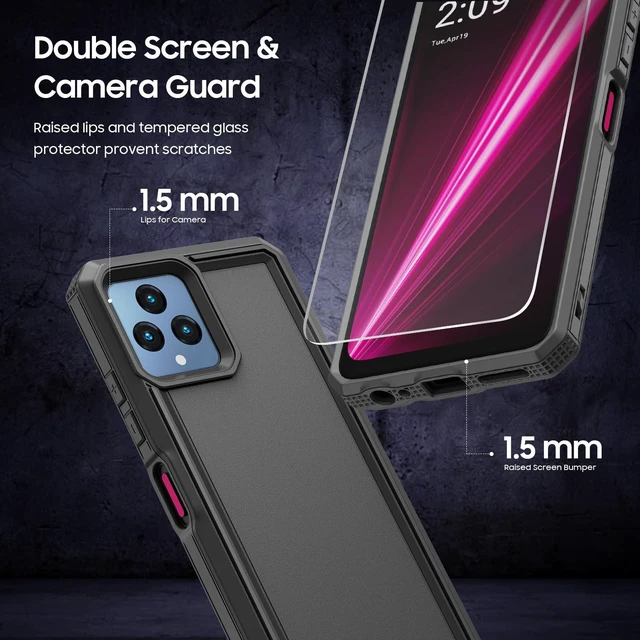 Alt view image 3 of 7 - for REVVL 6 5G / REVVL 6X 5G Phone Case, with Screen Protector, Heavy Duty Dual Layer Phone Case, Military Grade Drop Proof Rugged Protective Shell (Black)