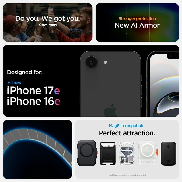 Alt view image 2 of 7 - Tough Armor MagFit for iPhone 17e / 16e Case, Black | Compatible with Magsafe, Wireless Charging, Kickstand, Military-Grade Drop Protection