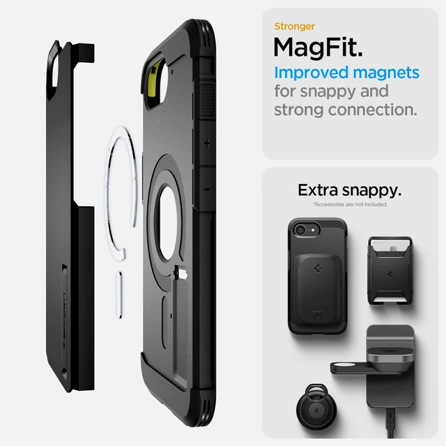 Alt view image 4 of 7 - Tough Armor MagFit for iPhone 17e / 16e Case, Black | Compatible with Magsafe, Wireless Charging, Kickstand, Military-Grade Drop Protection