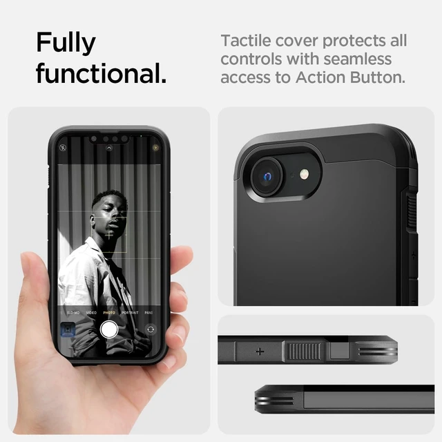 Alt view image 5 of 7 - Tough Armor MagFit for iPhone 17e / 16e Case, Black | Compatible with Magsafe, Wireless Charging, Kickstand, Military-Grade Drop Protection