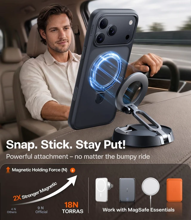 Alt view image 3 of 7 - for iPhone 18 Pro Case Magnetic Stand, 4X Military Protection, Black | Fit for MagSafe, Slim Phone Case for iPhone 18 Pro with Kickstand, Camera Control, Translucent Matte Cover Daily Use, 6.3"