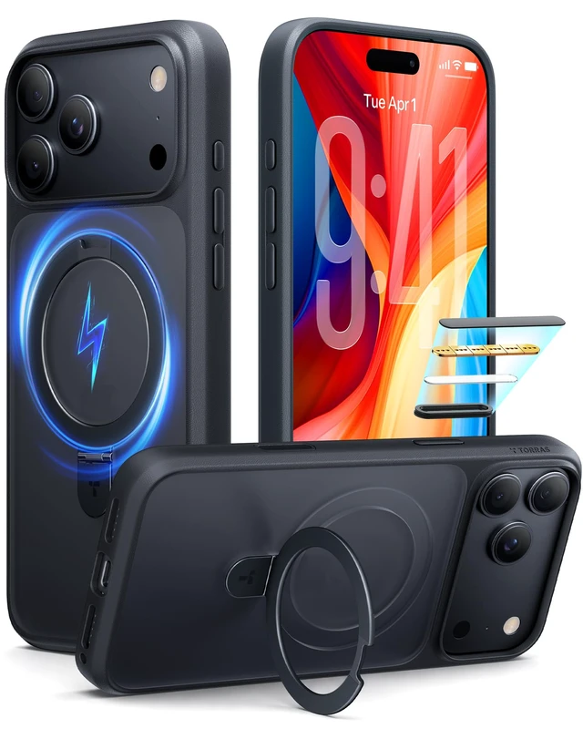 Main image of for iPhone 18 Pro Case Magnetic Stand, 4X Military Protection, Black | Fit for MagSafe, Slim Phone Case for iPhone 18 Pro with Kickstand, Camera Control, Translucent Matte Cover Daily Use, 6.3"