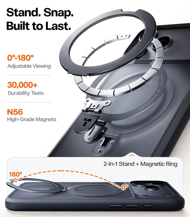 Alt view image 6 of 7 - for iPhone 18 Pro Case Magnetic Stand, 4X Military Protection, Black | Fit for MagSafe, Slim Phone Case for iPhone 18 Pro with Kickstand, Camera Control, Translucent Matte Cover Daily Use, 6.3"