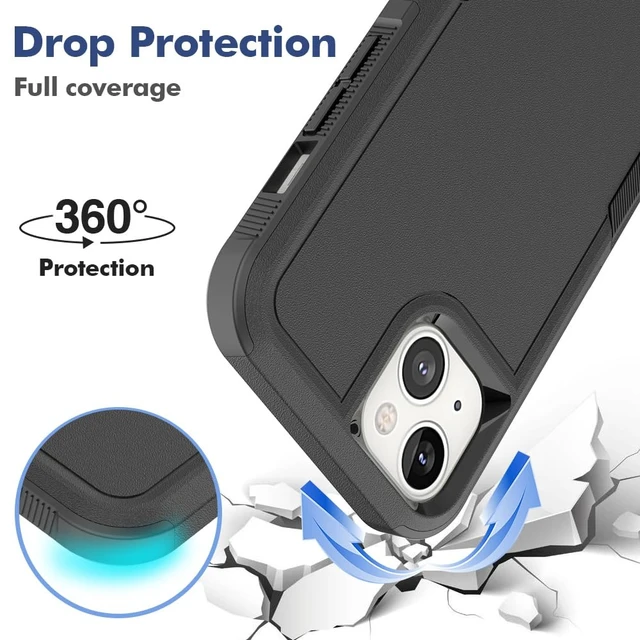 Alt view image 5 of 6 - HeavyDuty Rugged AntiDrop Shockproof Protective Phone Case for iPhone 14/13, Durable Protective Shell, Black