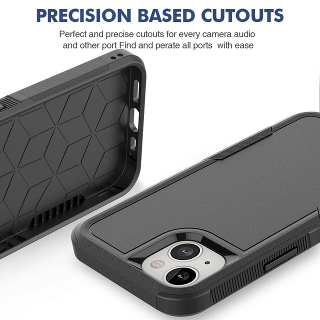 Alt view image 6 of 6 - HeavyDuty Rugged AntiDrop Shockproof Protective Phone Case for iPhone 14/13, Durable Protective Shell, Black