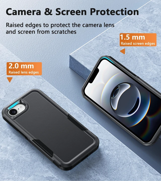 Alt view image 3 of 7 - for iPhone 17e/16e Case | Dual Layer, Shockproof Protective, Military Grade Drop Proof Protection, Rugged Hybrid Matte Textured Rugged Hard